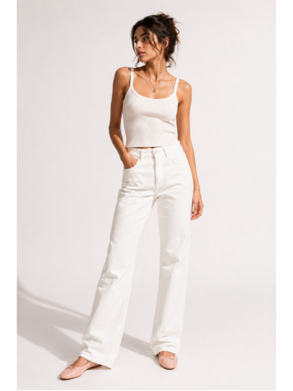 Courreges Paris White Denim Straight Leg Jeans Size 29 NWT High Rise